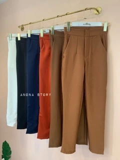 (B) พร้อมส่ง🔥กางเกงทรงโรเชฟ 7-8ส่วน ผ้าฮานาโกะใส่ทำงานได้