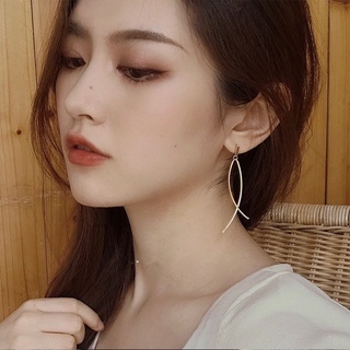 [Korean Elegant ต่างหูแฟชั่นแต่งพู่สีทองสําหรับผู้หญิง] [เครื่องประดับ]