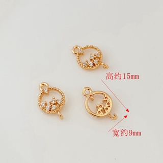 จี้สร้อยข้อมือ ประดับเพทาย ทอง 14K ทรงกลม ขนาดเล็ก แฮนด์เมด DIY