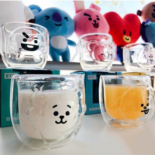 แก้วน้ำ แบบใส มีฉนวนกันความร้อน ลาย Bts Bt21 ขนาด 300 มล.