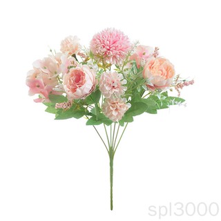 SPL ช่อดอกโบตั๋นประดิษฐ์ แบบผ้าไหม สำหรับตกแต่งบ้าน สำนักงาน 7 ดอก