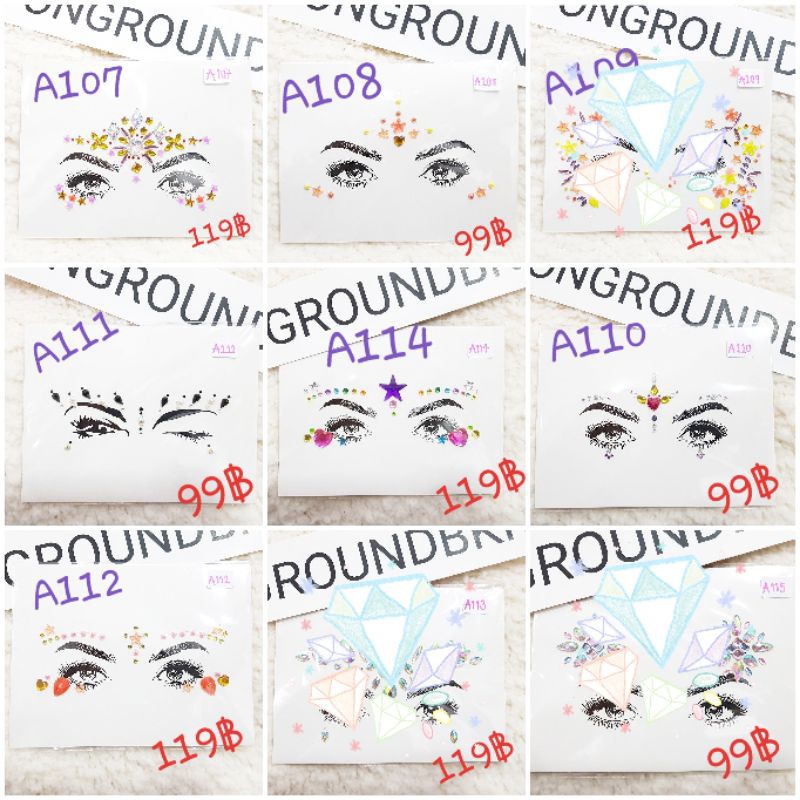 พร้อมส่งสติกเกอร์ติดหน้าแบบคริสตัล เพชรติดหน้า รูปที่ 2