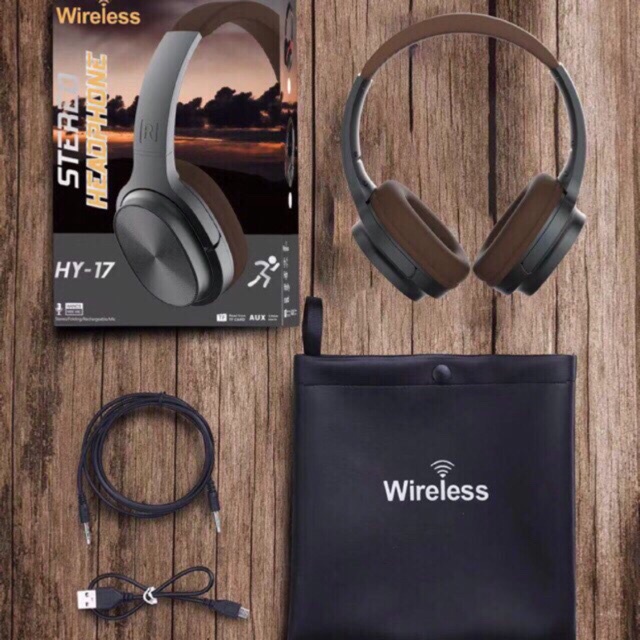 WIRELESS รุ่น HY-17 หูฟังบลูทูธ มีไมค์ในตัว ของแท้ Wireless OVER HEAD With Microphone (Black)