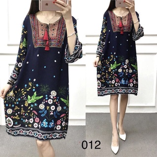 พร้อมส่ง  มินิเดรสสาวอวบ เดรสสั้นสไตล์โบฮีเมี่ยน ผ้าสปัน นิ่…