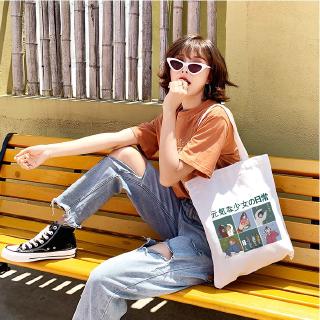 (in -stock) กระเป๋าสะพายไหล่กระเป๋าถือสําหรับสตรีผ้าใบ tote bag สไตล์เกาหลี