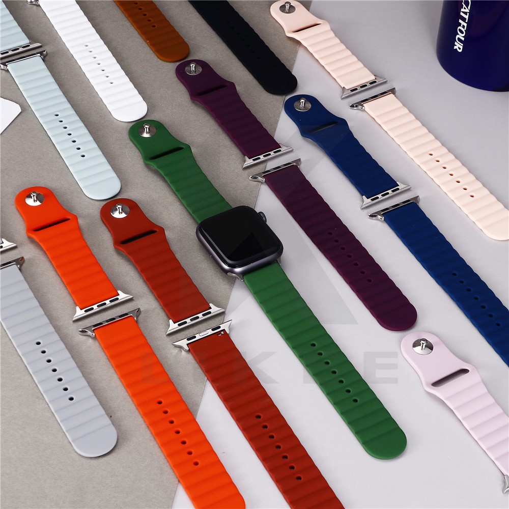 มาใหม่ล่าสุด Wave Liquid Tali Jam สายนาฬิกาซิลิโคนสําหรับ Apple Watch Series 1 / 2 / 3 / 4 / 5 / 6 /