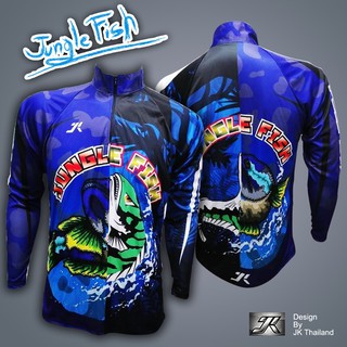 JK Thailand เสื้อตกปลา Jungle Fish ป้องกันรังสี UV 80% แห้งเร็ว สีน้ำเงินดำ