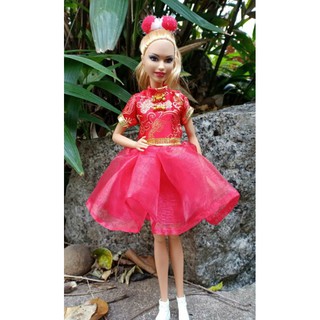 ชุดตุ๊กตา ชุดตุ๊กตาบาร์บี้ ชุดจีน แต่งตัวตุ๊กตา ตรุษจีน Barbie Chinese Clothes Doll Dress