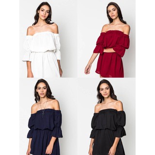 Jezebel ชุุดเดรส Duchess Off-Shoulder Flared