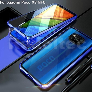 เคส Xiaomi Poco X3 NFC / POCO X3 Pro 360 สองด้านด้านหน้าหลังกระจกแม่เหล็กดูดซับ เต็มร่างกายป้องกันแม่เหล็กฮาร์ดปกหลัง