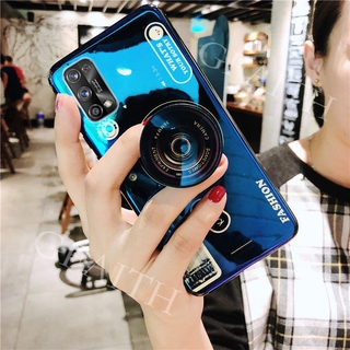 เคสโทรศัพท์ แบบซิลิโคน ลายกล้องแฟชั่นน่ารัก พร้อมขาตั้ง สำหรับ Realme 8 5G Realme8 Realme 7 5G 7 Pro X7 Pro 7i Realme C21 C25 C12 Narzo 30A 20 Pro