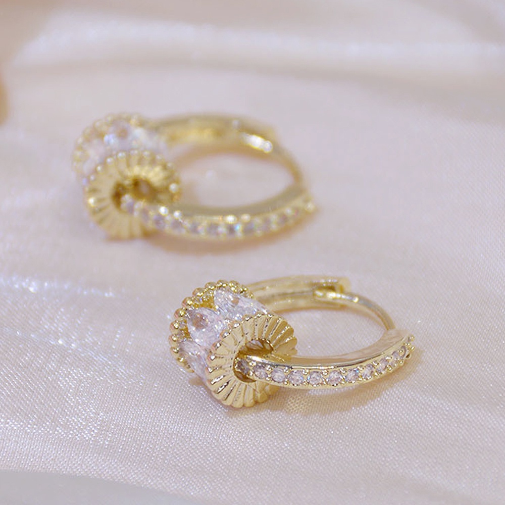 【Ready Stock】ต่างหูแฟชั่นจี้ทองคํา 14K หมุนได้สไตล์เกาหลีสําหรับผู้หญิง