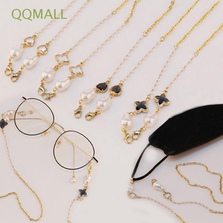 Qqmall สายคล้องแว่นตา ป้องกันใบหน้า สร้อยคอ แว่นกันแดด สายโซ่ มุก เกาหลี โซ่อ่านหนังสือ โซ่แว่นตา คลิปป้องกันการสูญหาย ใบโคลเวอร์สี่ใบ ถือสายรัดแว่นตา เครื่องประดับสําหรับผู้หญิง ผู้ชาย ที่ใส่สายไฟ