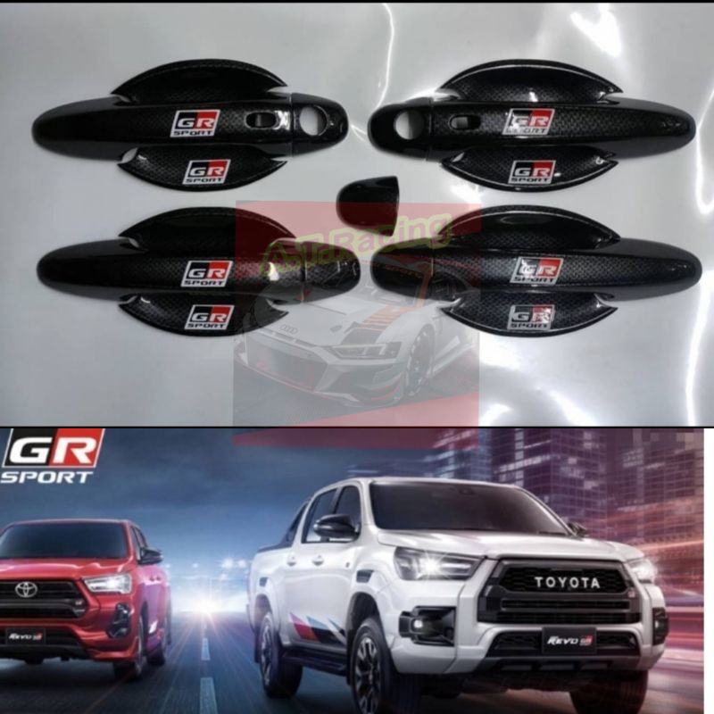 เบ้ากลม + มือจับ เคฟล่าโลโก้ GR Sport ใส่ได้ทั้ง Toyota Revo และ Fortuner 15 16 17 18 19 20 21 22 23