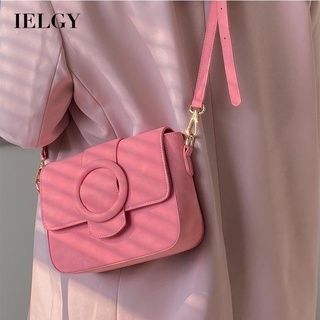 IELGY Korean version niche design pink messenger bag womens adjustable