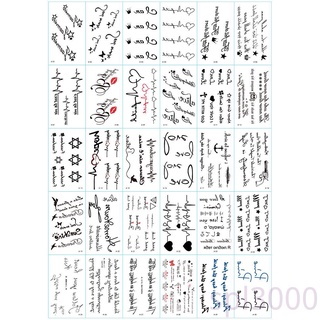 สติกเกอร์รอยสักชั่วคราวลายตัวอักษรภาษาอังกฤษดอกไม้กันน้ําติดทนนานสําหรับผู้ชายและผู้หญิง