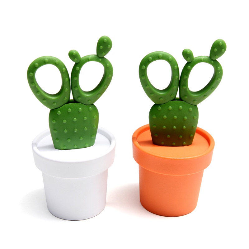 Cactus Scissors / Container กรรไกร ดีไซน์ ต้นกระบองเพชรแบบมีถ้วยเก็บคลิบหนีบกระดาษ Qualy (ควอลี่)