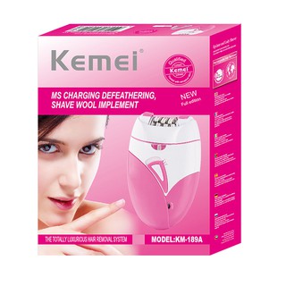 KEMEI รุ่น KM-189A เครื่องถอนขนไฟฟ้า(ไร้สายชาร์จไฟผ่าน USB) หัวถอน 6 หัว ปรับ 2 ระดับ