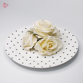 Philos ,Miss Etoile Plate Ceramic Round Black Dots : PL143 | จานเซรามิคสำหรับใส่ขนมและอาหาร ตกแต่งลายสวยๆน่ารักๆ