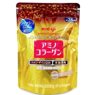 Meiji Amino Collagen+CoQ10 &amp;Rice Extrac วันเมจิ อะมิโน คอลลาเจน+โคคิวเท็น สารสกัดจากข้าว แบบถุง ฉลากไทยของแท้