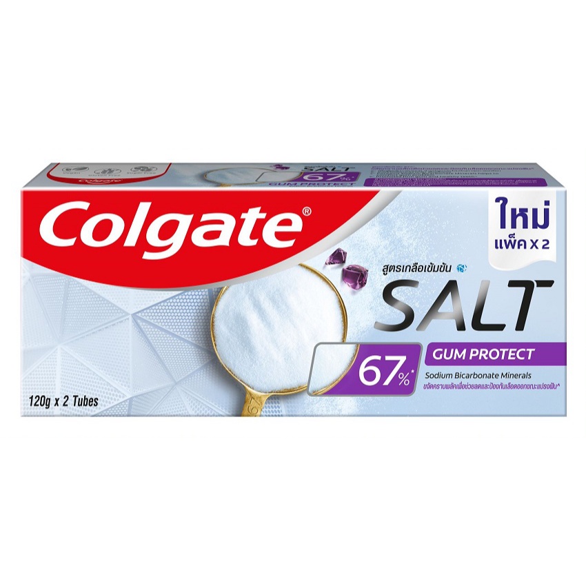 คอลเกต ยาสีฟัน สูตร ซอลท์ กัม โพรเทคส์ 120 กรัมx2 (แพ็คคู่) COLGATE SALT GUM PROTECT 120Gx2 (TWIN)