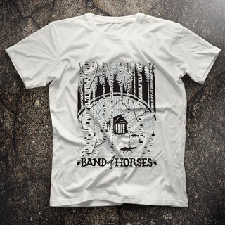 เสื้อยืด พิมพ์ลาย Band of Horses สีขาว สําหรับทุกเพศ