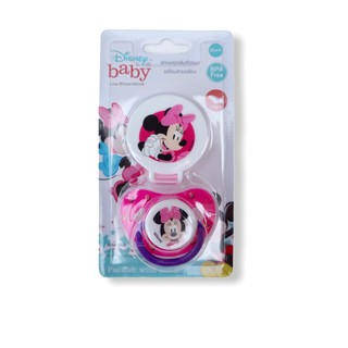 Disney Baby จุกนมหลอก มิกกี้ มินนี่ พร้อมสายคล้องและฝาครอบ หัวแบน