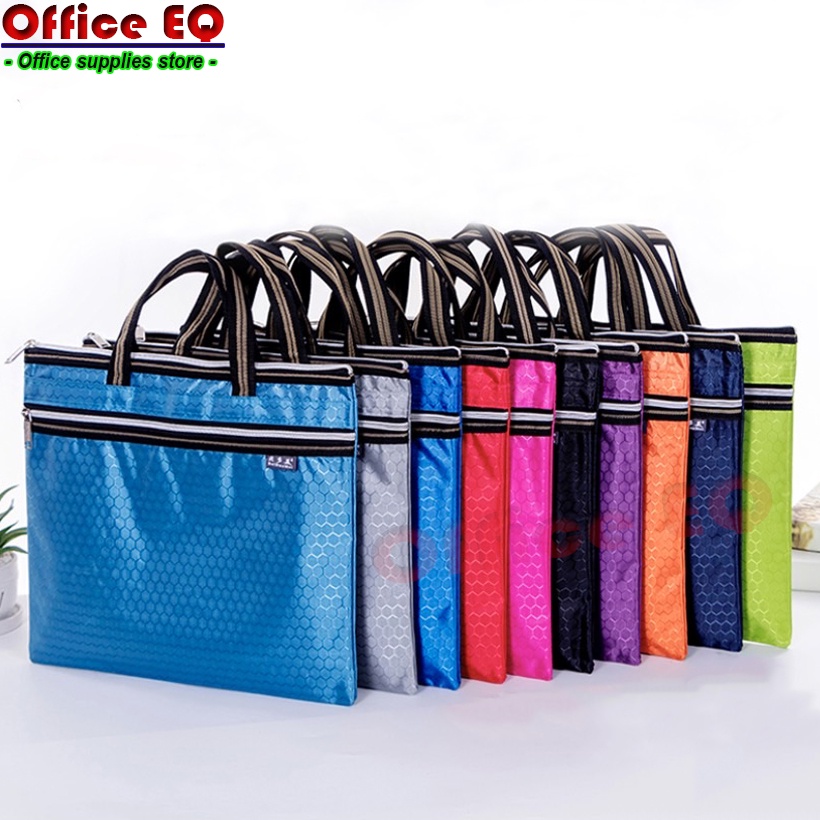กระเป๋าใส่เอกสาร ขนาด A4 วัสดุผ้าใบ มีหูหิ้ว 2 ซิป มี 5 สี ให้เลือก พร้อมส่ง