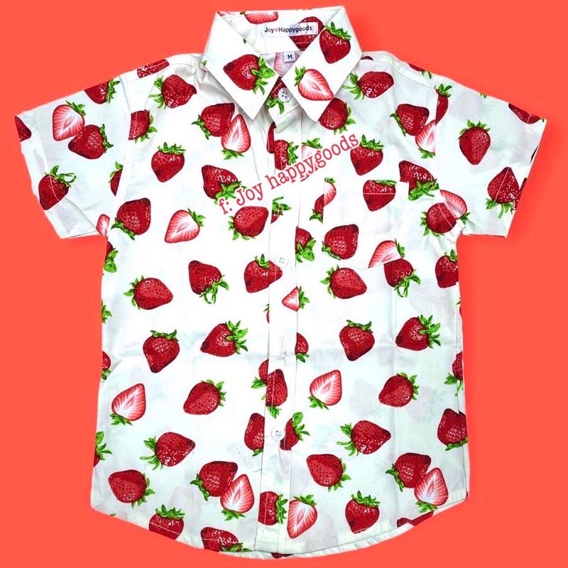 เสื้อเชิ๊ตแขนสั้นเด็ก(สินค้าพรีเมียม) #ส่งฟรี #สตอเบอรี่