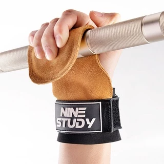 ถุงมือฟิตเนส STRAPS Leather Grip pads & Strap SKDK หนังกลับ สแต๊ป หนังวัว หนังแท้ รัดข้อมือ ถุงมือ เซพข้อ（1คู่）