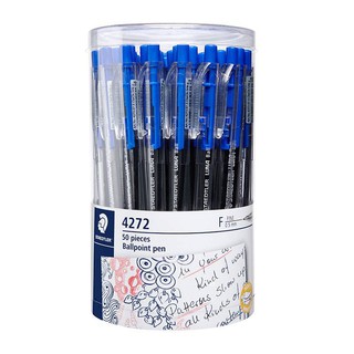 STAEDTLER ปากกาลูกลื่น ลูน่า ClipClic 0.5 มม. สีน้ำเงิน หมึก ULV เขียนลื่นสบายมือ LUNA ปากกา 4272 (50 ด้าม)