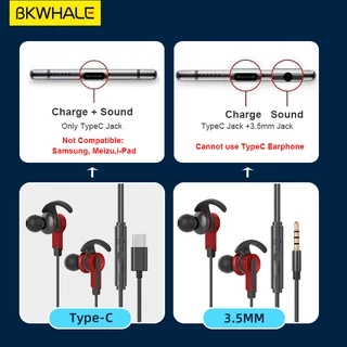 Bkwhale หูฟังเล่นเกม แบบใช้สาย Type C 3.5 มม. พร้อมไมโครโฟน BK05 ลดเสียงรบกวน