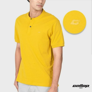 GALLOP : เสื้อยืดคอกระดุม T-SHIRT (Henley neck)  รุ่น GP9066 สี Mustard