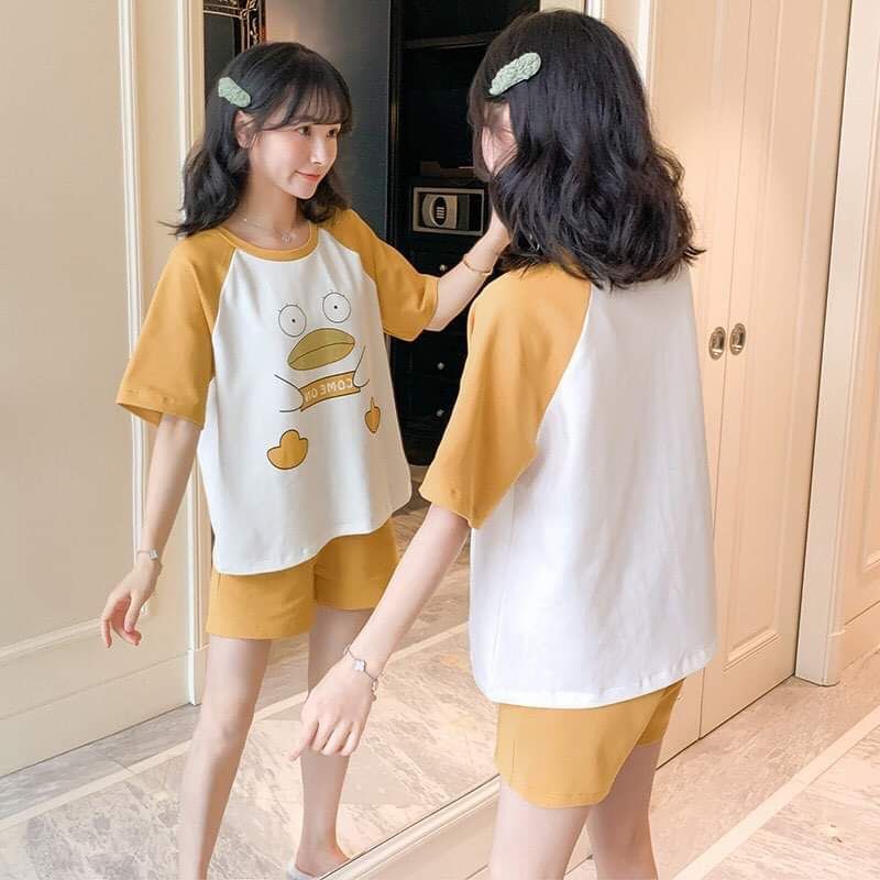 พร้อมส่ง ชุดนอน ลายการ์ตูนชุดสูทแขนสั้นกางเกงขาสั้นผ้าฝ้ายระบายอากาศ อก ...