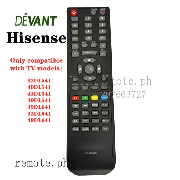 Hisense DEVANT ER-83803D รีโมทคอนโทรล 32DL541/ 40DL541/ 43DL541/ 49DL541/ 39DL641/ 32DL641/ 49DL641