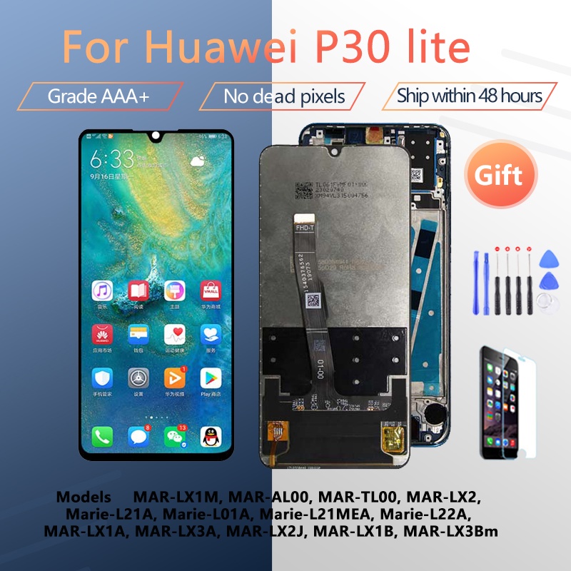 สําหรับHUAWEI P30 lite Nova 4E MAR-L01A L21A LX1A LX1M LX2 L21MEA L22A L22B LX3Aหน้าจอLCDประกอบกรณีด