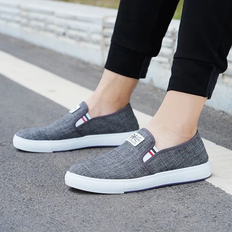 ส่งเร็ว🚚39-44 รองเท้าผู้ชาย ดำ/เทา แฟชั่น สลิปออน นำเข้า ราคาถุก ผู้ชาย ผ้า ไม่มีเชือก B-055 - รูปที่ 4