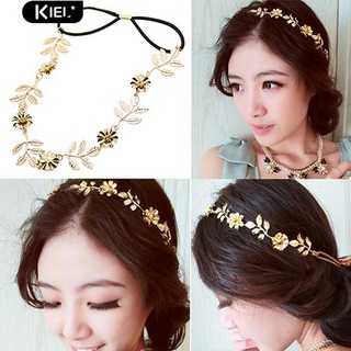 ※Women Elegant Baroque Leaf Flower Elastic Headband