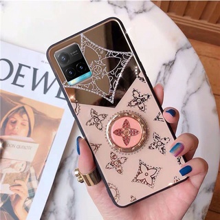 ใหม่ เคส วีโว่ VIVO Y33T Y76 Y21T Y21S Y21 Y33S Y15A Y15S V23 V23e 4G 5G 2022 New Phone Case Hot Ins Luxury Fashion Diamond Clover With Ring Bracket Casing Acrylic Hrad Case เคสโทรศัพท์ VIVOY33T