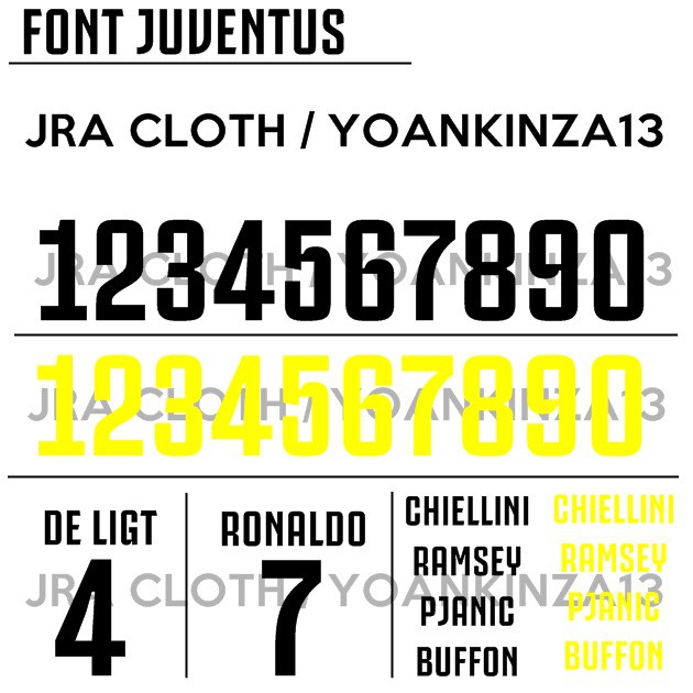 NAMESET FONT JERSEY HOME AWAY 3RD JUVENTUS 2018 2019 2020 ตัด