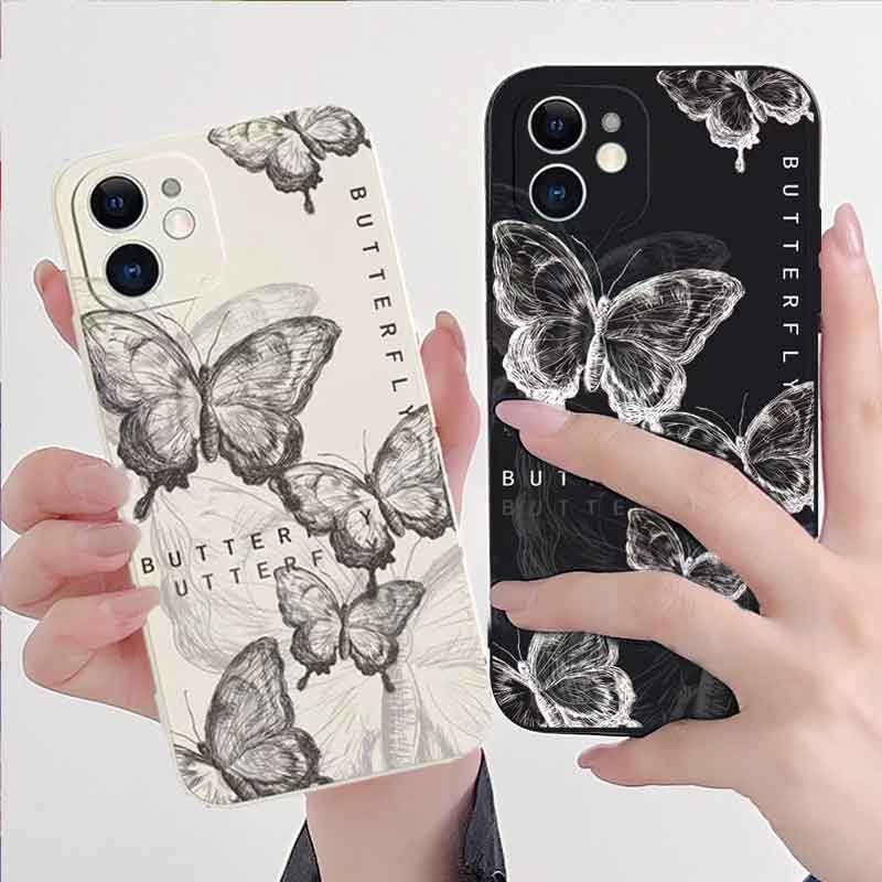 SF| เคส สำหรับ Xiaomi 11 Lite 11T Pro Poco C40 M4 M5 X4 Pro Redmi A1 A2 4X 5 Plus 5A 6A 6 7 8 8A Pro 9 9A 9C 9T 10 10A 10C 12 12C 13C Soft Glitter Sketch Butterfly Handphone Case