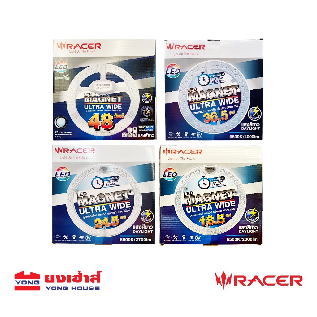 Racer LED MAGNET ULTRA WIDE 18.5W  24.5W 36.5W 48W แสงขาว แอลอีดี แมกเน็ท อัลตร้า ไวด์ หลอดไฟ ชุดหลอ