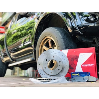 จานเบรกคู่หน้า Runstop Slot แท้ตรงรุ่น Mitsubishi Triton 4x4 ปี 05-14 Triton 4x2ตัวสูง(Plus) Pajero sport 4x2 4x4 ปี 08