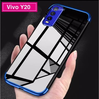 Case Vivo Y20 เคสเคสโทรศัพท์ วีโว่ เคสนิ่ม TPU เคสใสขอบสี เคส VIVO Y20 สีดำ สีแดง สีนำเงิน เคสสวยและบาง