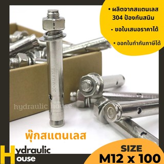 พุกสแตนเลส พุ๊กสแตนเลส304 ปุ๊กสแตนเลส M12*100 กล่อง 30 ตัว