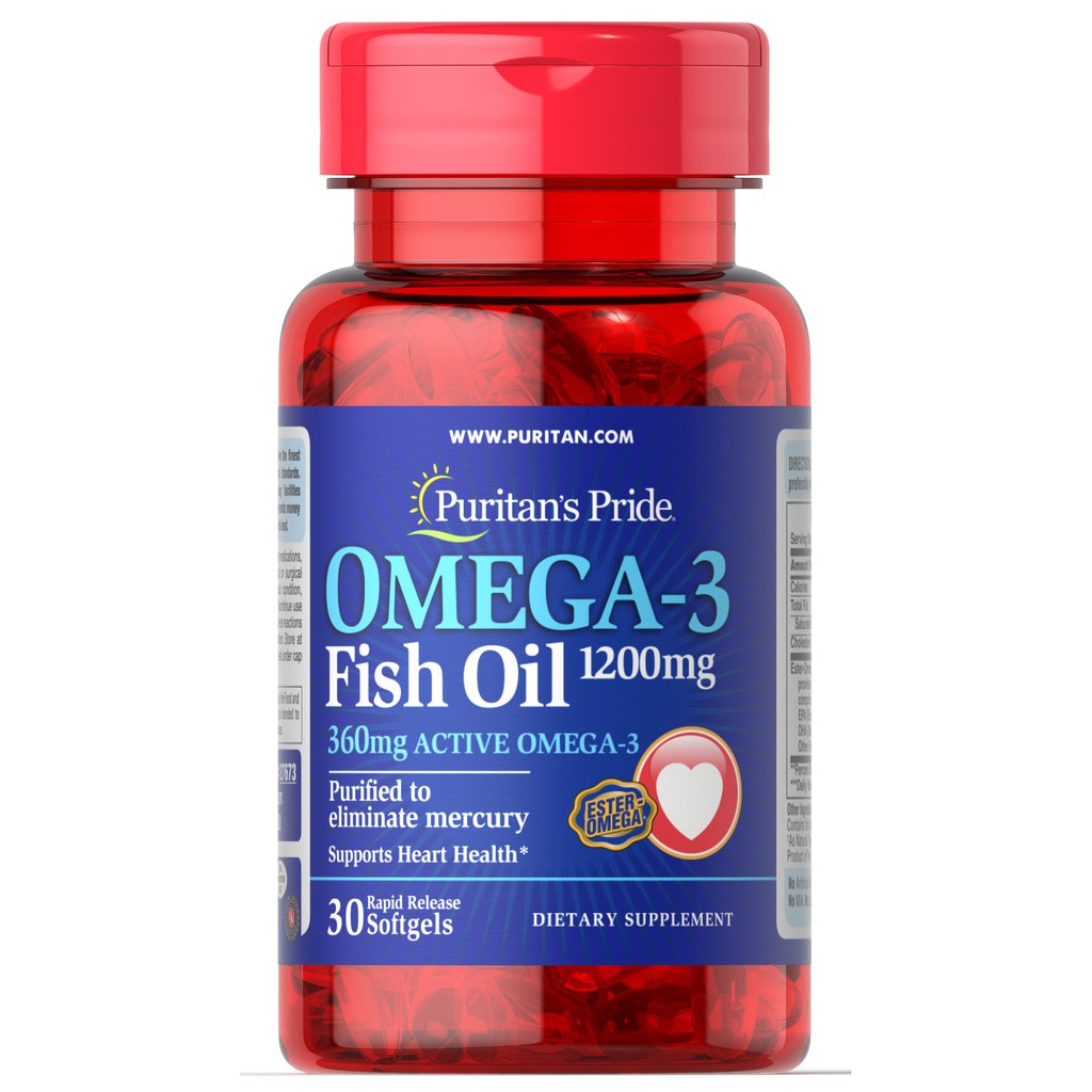 Omega 3 Fish Oil 1200 mg  แบรนด์ Puritan's Pride 200 เม็ด Exp.03/21