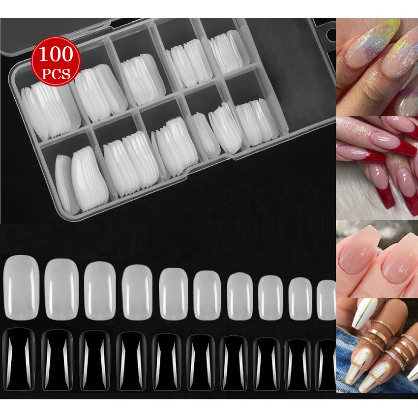 💥เล็บปลอม PVC สำหรับ ต่อเล็บมือ แบบเต็มเล็บ เล็บปลอม PVC แบบเต็มเล็บ 100ชิ้น