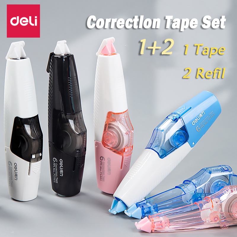 Deli เทปลบคําผิด พร้อมเทปรีฟิล 5 มม. X 6 เมตรสําหรับเด็กนักเรียน