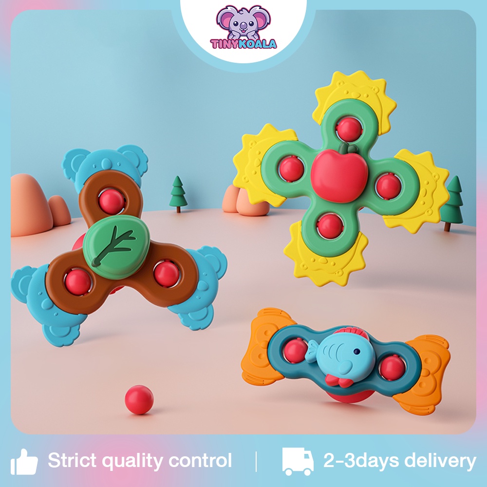 Tinykoala พร้อมส่ง สปินเนอร์เด็ก ของเล่นหมุน รูปลายน่ารัก มียางกัดเด็ก สีสันสดใส ของเล่นเด็กอ่อน 0-3 เดือน ของเล่นเด็ก