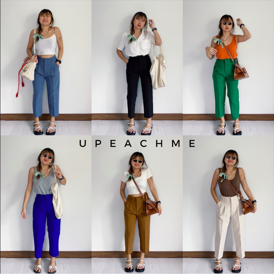 upeachme(G4) 7BOY TROUSERS (S-3XL) กางเกงขายาว5ส่วนเอวสูงทรงบอย กางเกงทำงาน ขายาวฟีลยูนิโคล กางเกงขาเต่อ